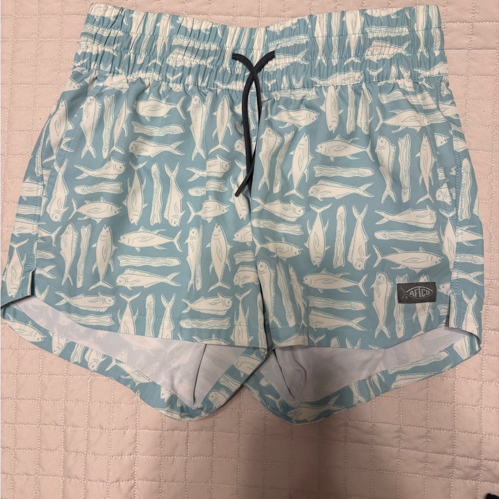 AFTCO Blue Fish Patterned Shorts